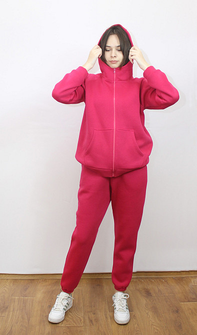 Теплый спортивный костюм женский на змейке Малиновый 42/44 Харьков - изображение 3