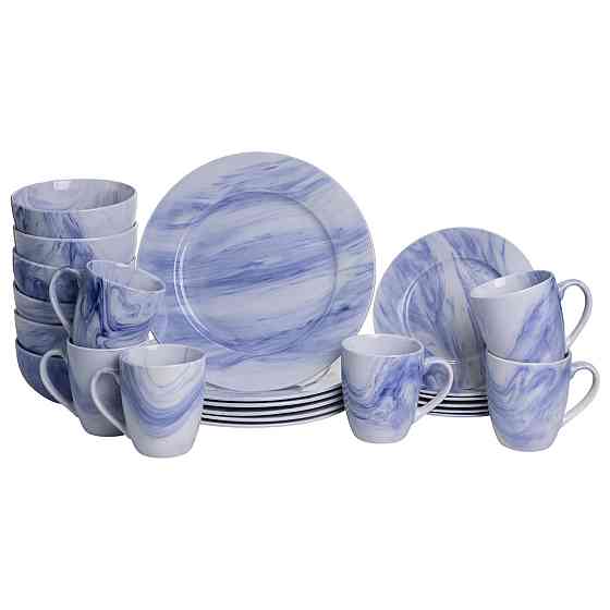 Синий фарфоровый столовый набор на 6 персон Marble Clara Киев