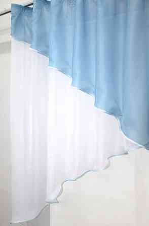 Кухонна фіранка VR-Textil № 053к білий з блакитним 280х170 см (52-0599) Київ