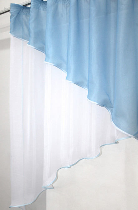 Кухонна фіранка VR-Textil № 053к білий з блакитним 280х170 см (52-0599) Київ - фото 3