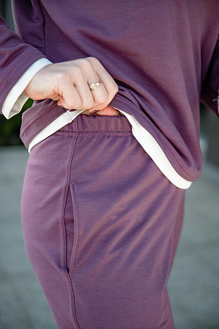 Костюм жіночий спортивний, зливовий, двонитка (комплект штани + кофта), топ Крохатушка одяг Київ - фото 3