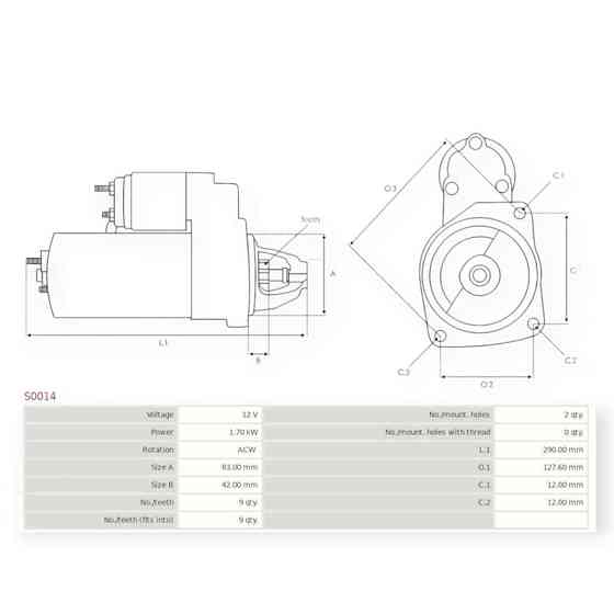 Стартер автомобіль Фольцваген T3, T4 2.4, 2.5D, 2.8 VR6 (1995-2003) (1.7кВт, 9 зуб) Мукачево