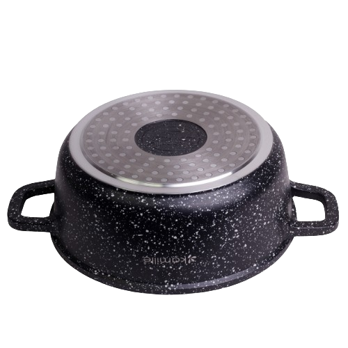 Каструля литий алюміній 2,3л 20*8,5см скляна кришка а/п Black marble 4404 KAMILLE Житомир