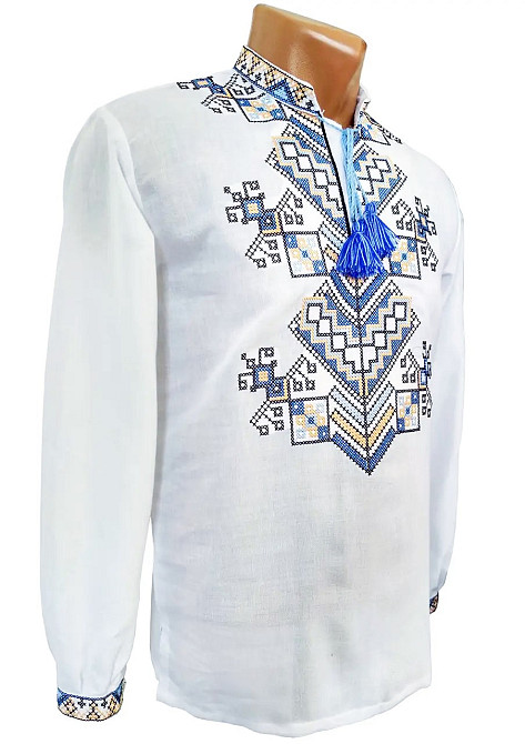 Чоловіча вишиванка на довгий рукав з орнаментом Дерево життя жовта нитка Київ - фото 1