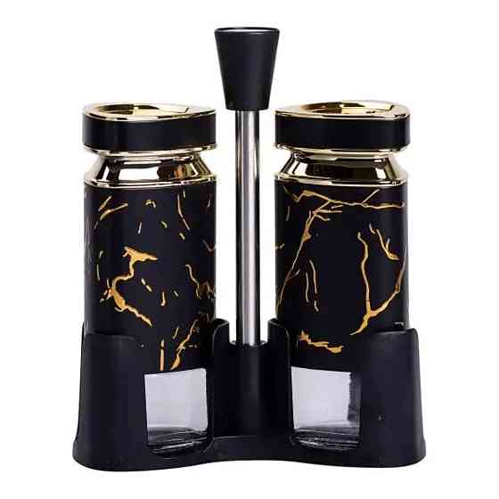 Yiwu Набір для спецій на підставці солонка і перечниця по 120 мл Чорний HP-1353 Коломия