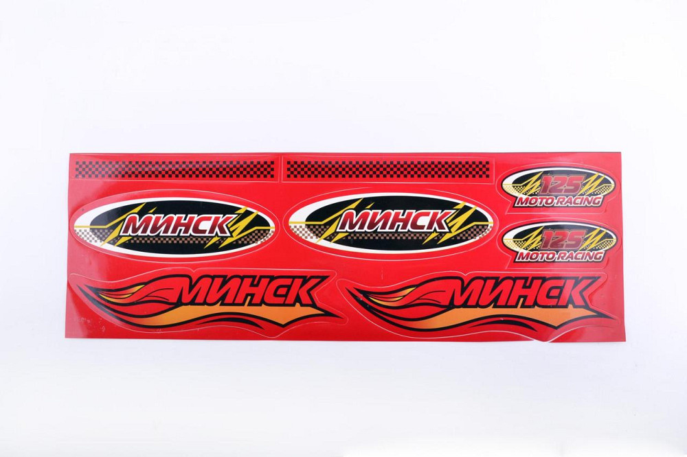 Наклейки (набір) мотоцикл Мінськ (48х16см, червоні) Мукачево - фото 1