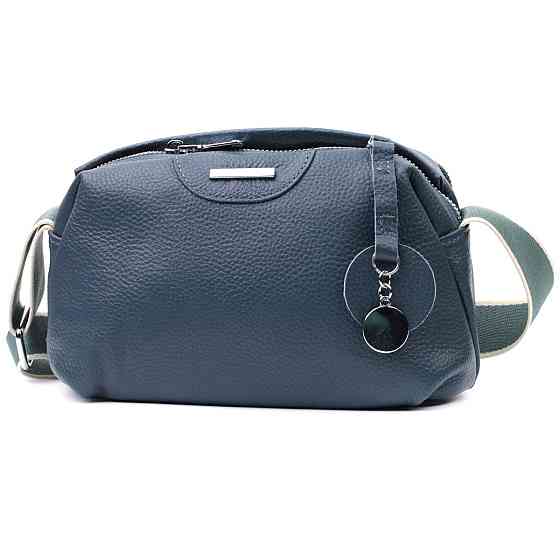 Отменная сумка на каждый день с двумя отделениями из натуральной кожи Vintage 22595 Синяя Киев