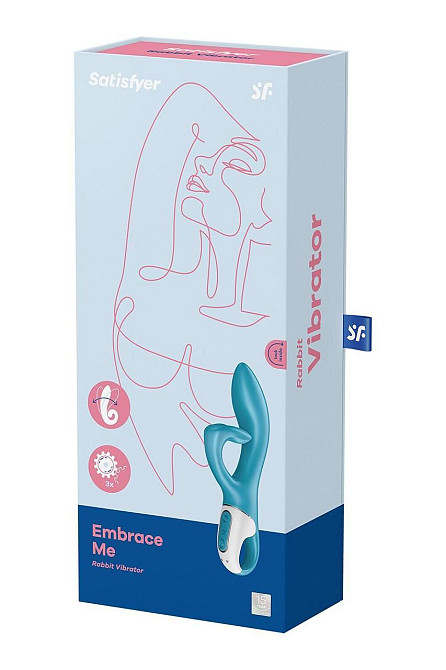 Вібратор-кролик із потрійним відростком Satisfyer Embrace me Turquoise, 2 мотори, діаметр 3,6 см Sex Aura Київ - фото 7