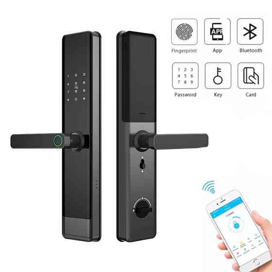 Умный дверной замок кодовый с Wi-Fi, отпечатком пальца и ключ-картой,серый Каменец-Подольский