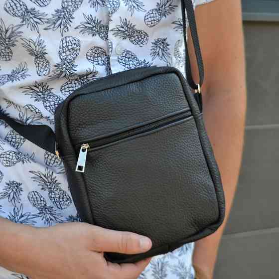 Кожаный мужской мессенджер через плечо черный Мужской Мессенджер Из Натуральной Кожи Киев