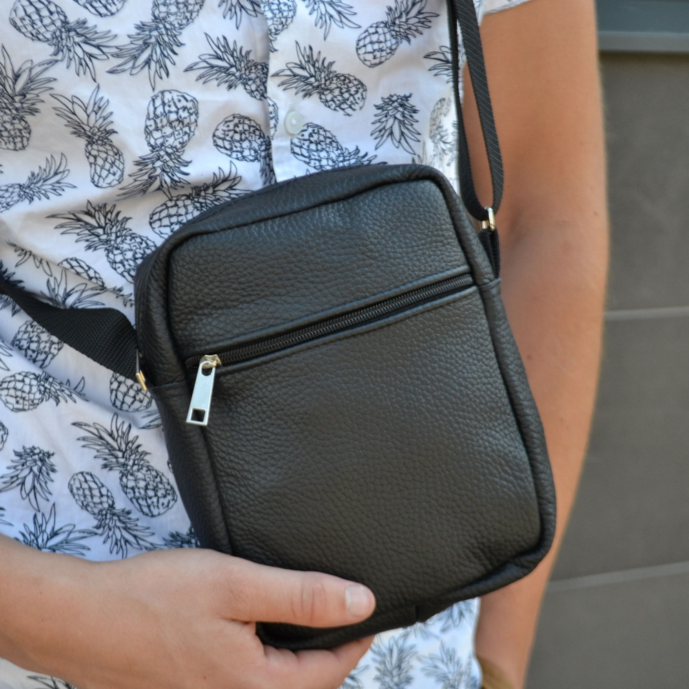 Кожаный мужской мессенджер через плечо черный Мужской Мессенджер Из Натуральной Кожи Киев - изображение 4