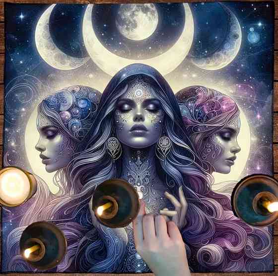 Скатерть для Таро с Тройственной Богиней 49×49 см | Алтарная ткань | Tarot Cloth Triple Goddess Киев