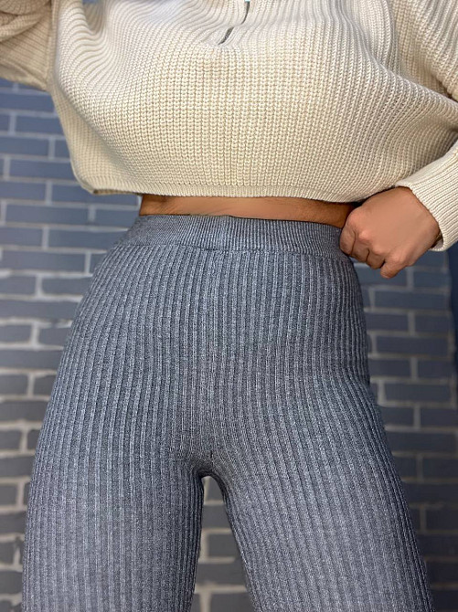 Лосины женские U 6157 рубчик теплые вязаные, серый, one size Одесса - изображение 9
