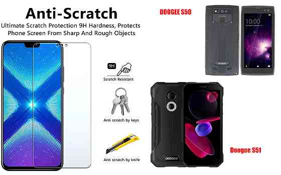 Защитное стекло NeoGlass для DOOGEE S50, Doogee S51 – ультрапрозрачное и устойчивое Киев