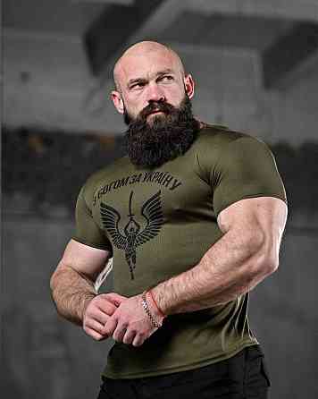 Футболка потоотводящая   з Богом з а Украину олива ВТ0982 Одеса