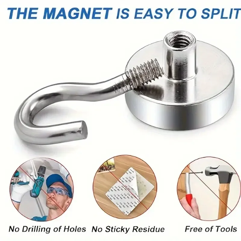 Неодимовий магніт з крючком, діаметр 48 мм, до 48 кг Київ - фото 6