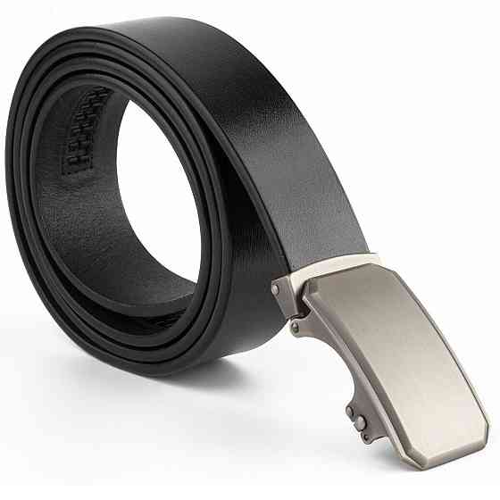 Ремень мужской с автоматической пряжкой закругленной Vintage 20275 Черный Киев