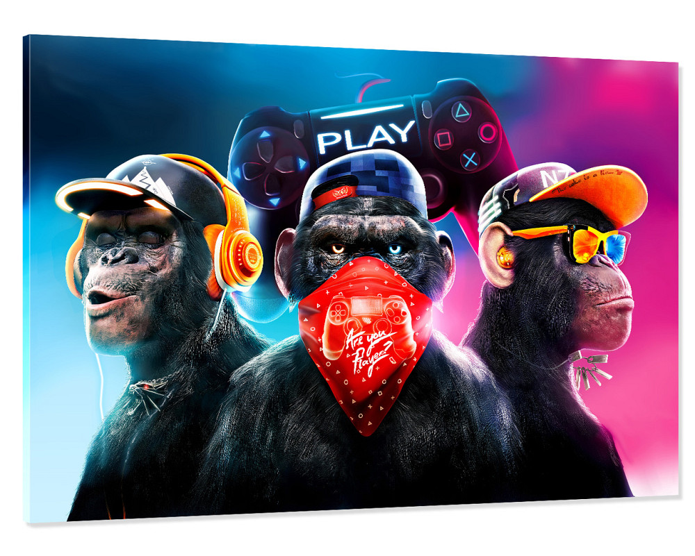 Картина полотно  у вітальню / спальню    Три мавпи    MLP_407 ( 60х30см ) Київ - фото 1