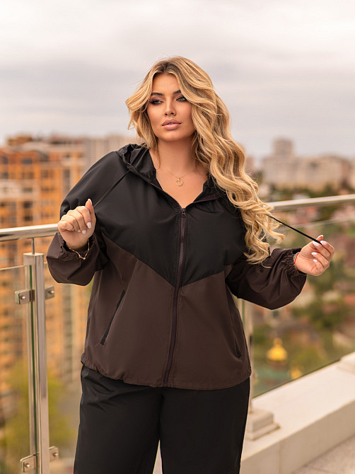 Стильний жіночий костюм із плащової тканини "Wolf" | Норма та батал Чорний +шоколадний, 50-52 Київ - фото 2