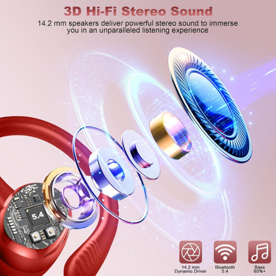 Беспроводные наушники Hupoaf H87 TWS Bluetooth 5.4, ENC, IPX7, 75 часов, USB-C, сенсорное управление, спортивные, Black Киев