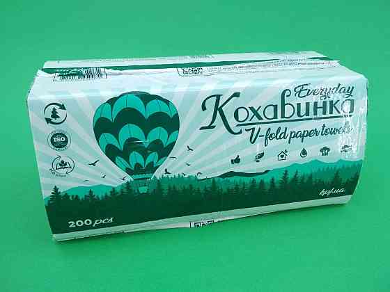 Листовое бумажное полотенце V/V зеленое(200 листов) Кохавинка  (1 пачка) Харьков
