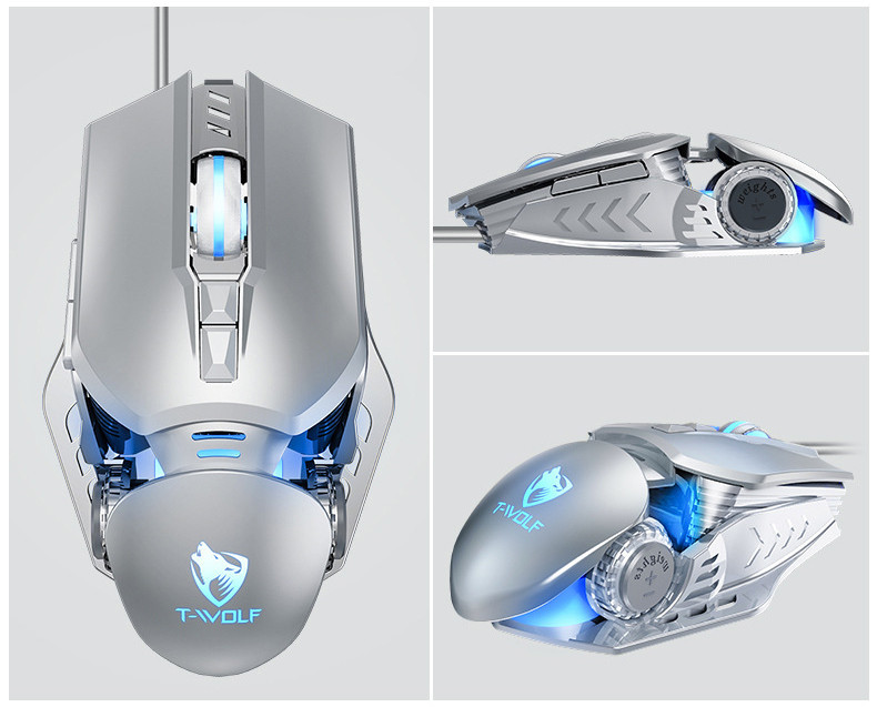Игровая компьютерная мышка с подсветкой T-Wolf G530 Robocop. Проводная компьютерная мышка 6400 DPI, 7 кнопок Киев - изображение 3