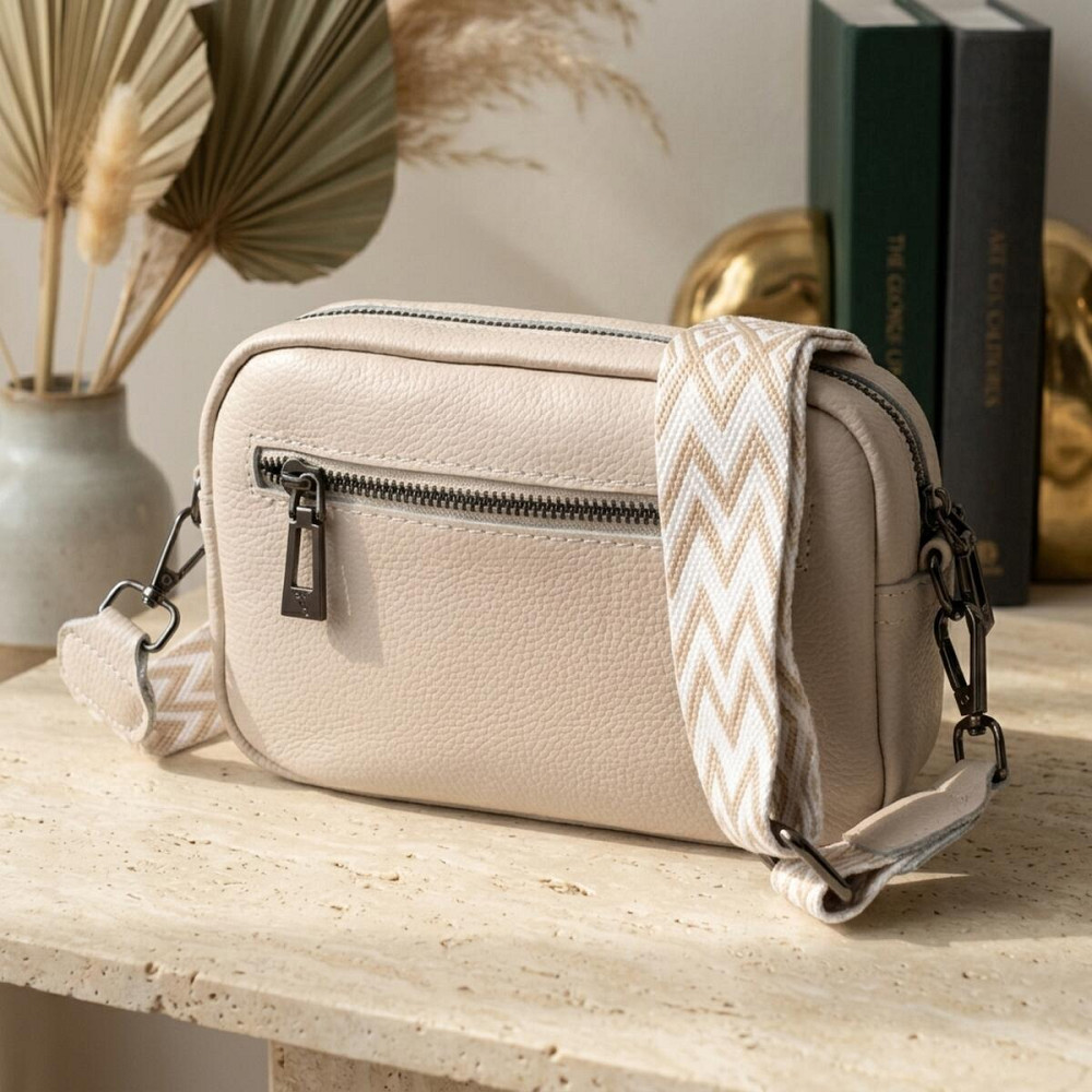 Стильна сумка жіноча крос-боді з натуральної шкіри Vintage 22295 Біла Київ - фото 13