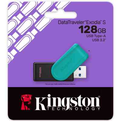 USB флеш накопитель Kingston 128GB DataTraveler Exodia S Black/Turquoise USB 3.2 (DTXS/128GB) Винница