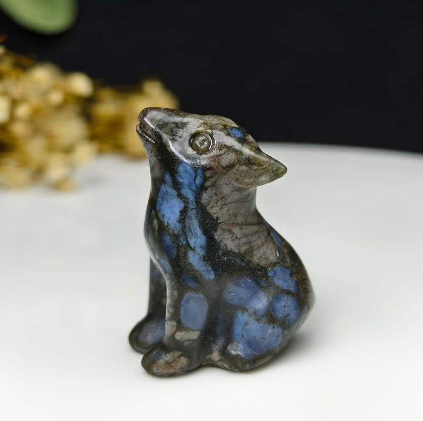 Фигурка волк из камня глаукофан 3.5 см, декоративная статуэтка волка Киев - изображение 2