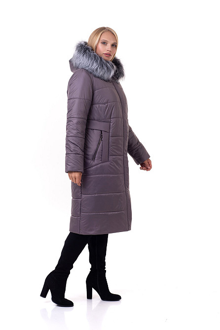 Жіночий пуховик великих розмірів від виробника ліловий Київ - фото 2