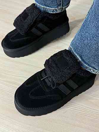 Ботинки женские Hengji 009-1 угги замшевые на меху черные, 37, 23,5 см Киев