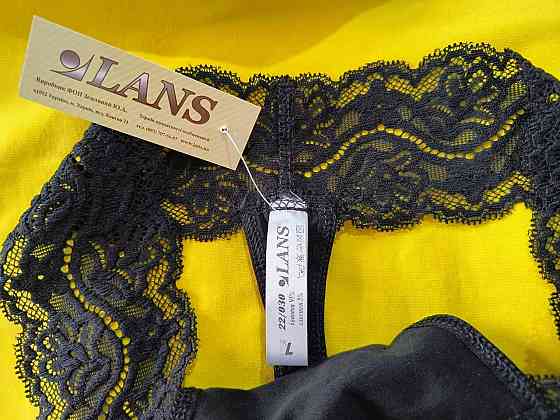 Стрінги мереживні чорні бавовна 2 шт. в уп Lans 22/030 XL Київ