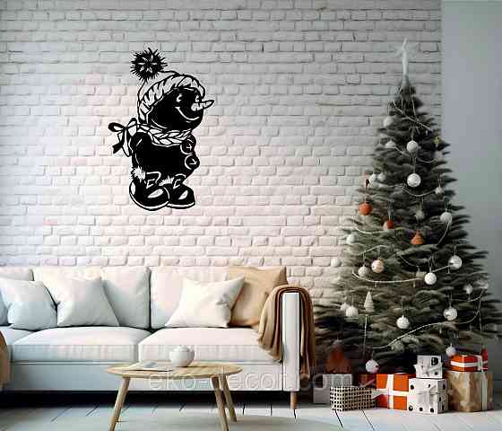 Декоративное настенное Панно «Снеговик», Декор на стену 110*71 см, Черный Киев