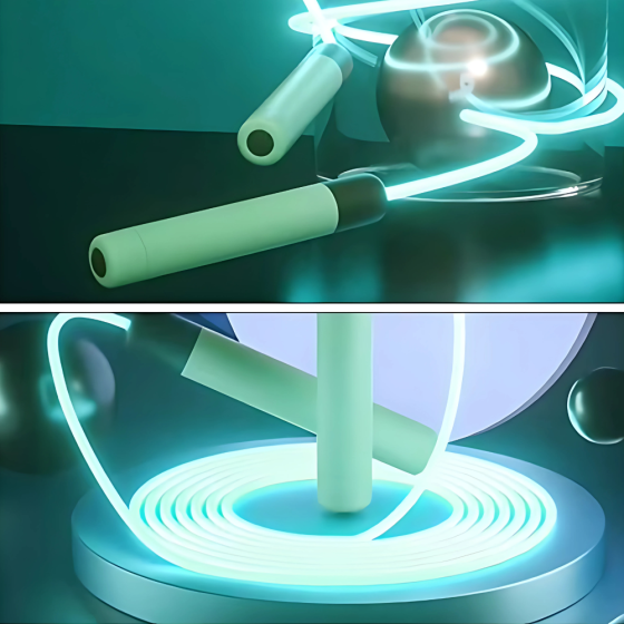 Скакалка сяюча світлодіодна для дітей і дорослих 2.8 м з LED-підсвіткою для занять спортом, зелена Кам'янець-Подільський