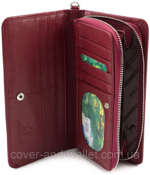 Бордовый женский кошелек клатч на с визитницею Marco Coverna MC 6056 Киев - изображение 1