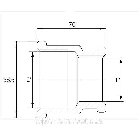 Муфта редукційна нікельована 2| ВР х 1| ВР штампована восьмигранна А0339А (нк) VA Чернівці