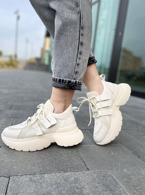 M.KRAFT Кросівки жіночі M.KRAFT 21042 бежеві (весна-осінь, шкіра+замша натуральна) (5012) Коломия - фото 3