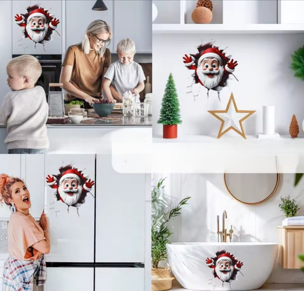 Новорічна наклейка Дід Мороз  26 на 29 см білий Київ - фото 5