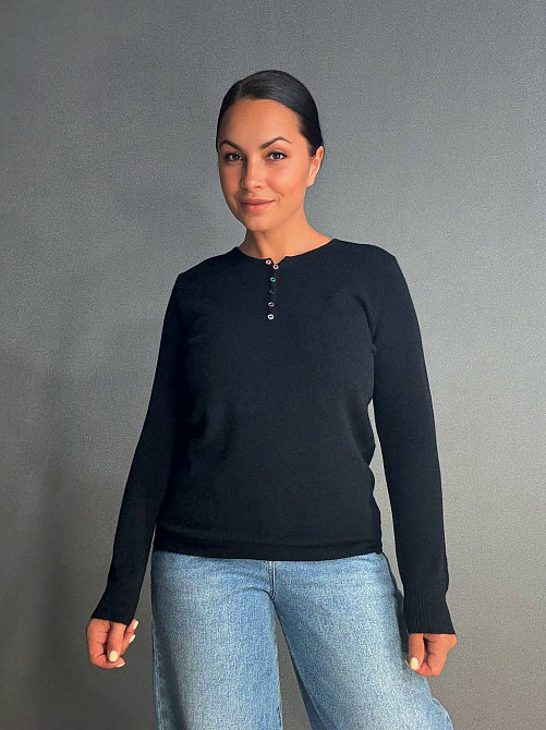 Свитер женский A-N 02493 букле с пуговицами тонкий и теплый базовый, черный, one size Киев - изображение 15