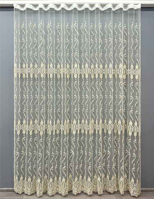 Тюль фатин с вышивкой Корд и люрексом Цвет молочный с золотистым 1852т Киев - изображение 8