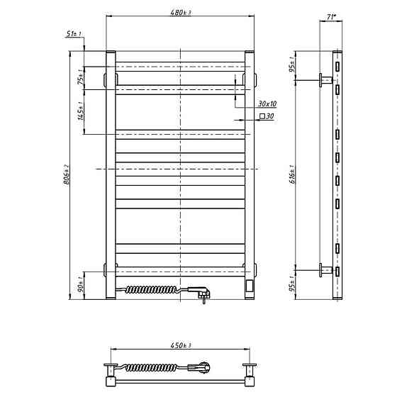 Електрична сушарка для рушників NAVIN Авангард 480 × 800 Sensor ліва, антрацит Київ