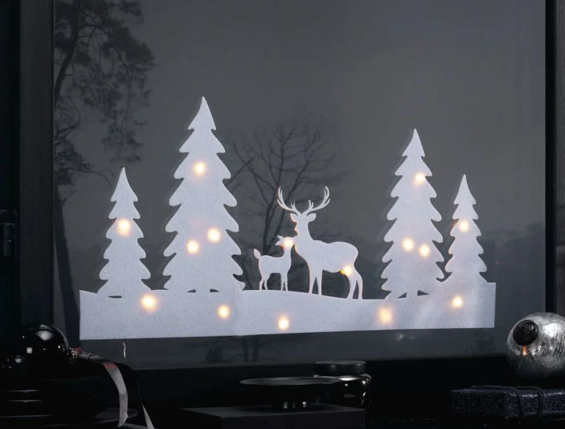 Новогодняя LED наклейка – праздничная подсветка для декора Livarno Home 60 на 30 см белый Киев - изображение 4