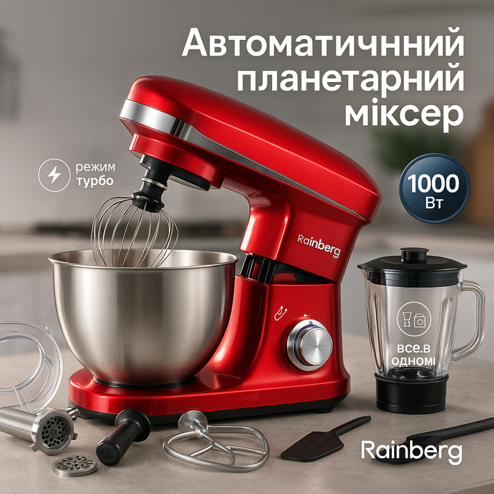 Тістомісильні машини Rainberg RB-8080, Побутовий міксер для збивання крему, Міксер із залізною чашею LD-36 Львів - фото 20