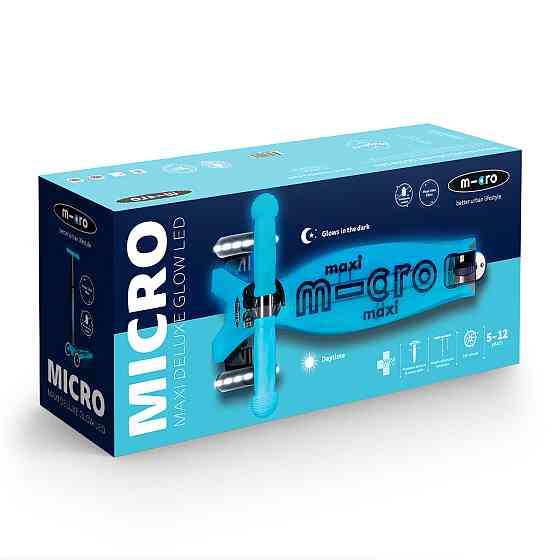 Самокат Micro серії Maxi Deluxe Glow LED – Синій кришталь Дніпро