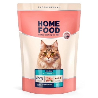 Сухой корм для кошек Home Food For sterilised с кроликом и клюквой 1.6 кг (4820235020026) Винница - изображение 1