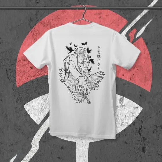 Футболка для подростка мальчика с принтом Наруто Вороны Итачи 2 Размер 160 Anime10567 Днепр