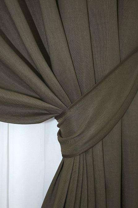 Комплект готовых штор VR-Textil Ibiza № 1199ш Молочный шоколад 150х270 см 2 шт (33-0035) Киев - изображение 4