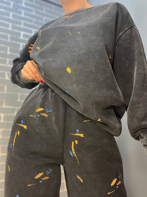 Костюм женский Joy One 24182 оверсайз свитшот с джоггерами вареный утепленный, черный, one size Киев - изображение 6