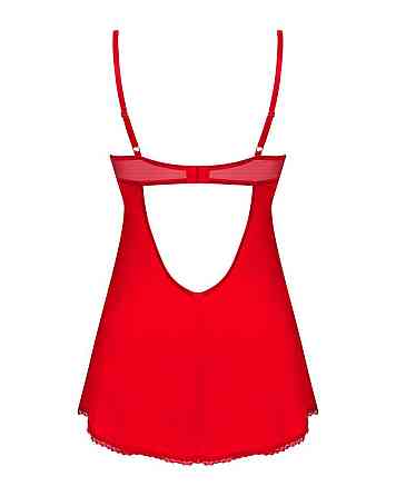 Пеньюар Obsessive Ingridia chemise & thong XL/2XL, червоний, Сорочка, стрінги Sex Aura Київ