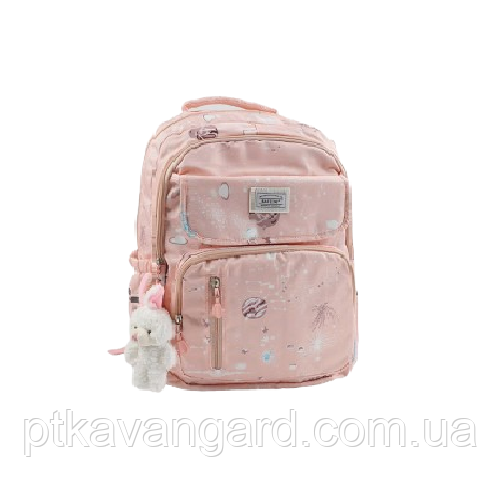 Рюкзак школьный на 3 отделения 4 кармана, портфель с брелком, размер 36х20х50 см розовый Хмельницкий